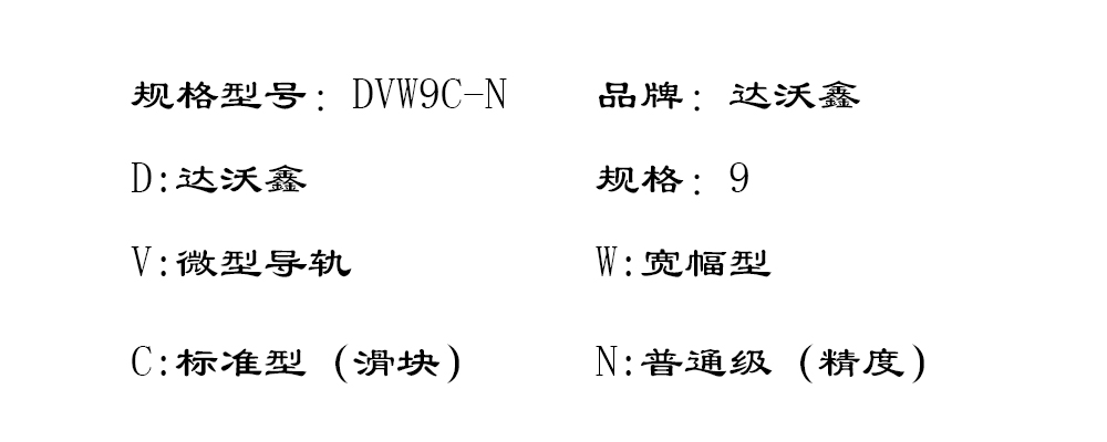 DVW9C-N寬幅微型導(dǎo)軌型號圖片